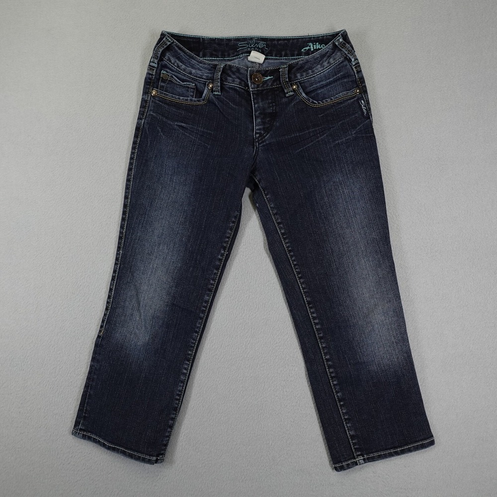 Silver Jeans Capri Womens 26 Blue Aiko Mid Rise Denim Crop Pants Casual Summer